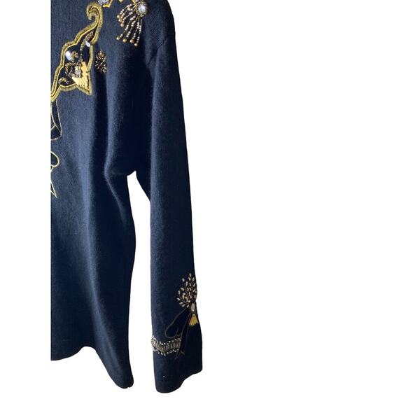 Vintage Cedars Beaded Lambs Wool Angora Rabbit Hair Sweater Women Embroidered - Picture 5 of 11